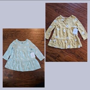 NEW Little Co Baby Toddler Girl 12 Month Flower Dove Long Sleeve Dress